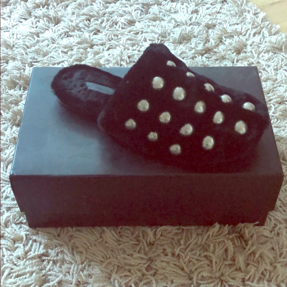 Alexander Wang shearling studded Amelia mules